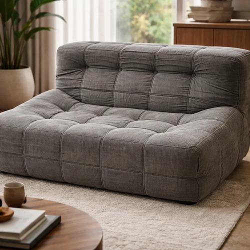 Sillón King-house Camelia 2 Cuerpos Alta Densidad Gris Oscur Gris Oscuro Liso