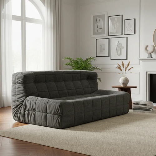 Sillón King-house Camelia 2 Cuerpos Alta Densidad Gris Oscur Gris Oscuro Liso