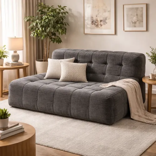 Sillón King-house Camelia 2 Cuerpos Alta Densidad Gris Oscur Gris Oscuro Liso
