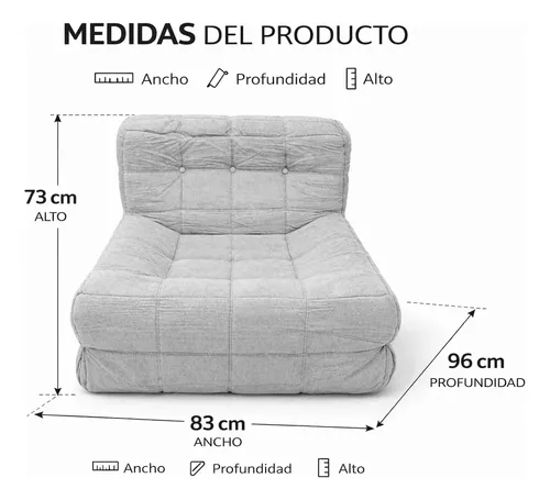 Sillón King-house Camelía Alta Densidad En Caja Gris Claro Liso