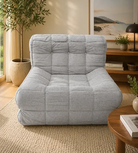 Sillón King-house Camelía Alta Densidad En Caja Gris Claro Liso