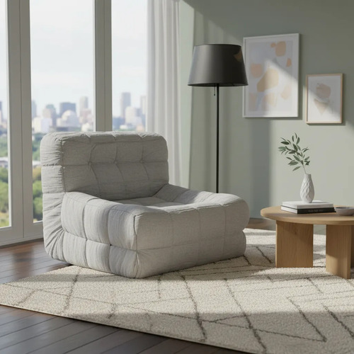Sillón King-house Camelía Alta Densidad En Caja Gris Claro Liso
