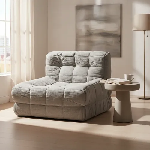 Sillón King-house Camelía Alta Densidad En Caja Gris Claro Liso
