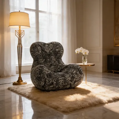 Sillón Puff King-house Loto Anatómico Alta Densidad En Caja Blanco Y Negro