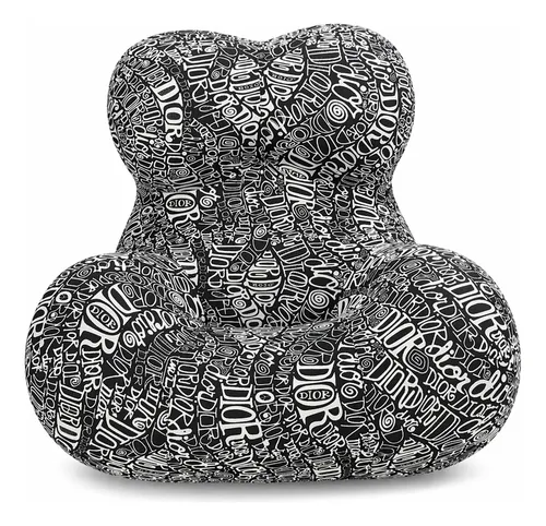 Sillón Puff King-house Loto Anatómico Alta Densidad En Caja Blanco Y Negro