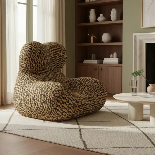 Sillón Puff King-house Loto Sofa Alta Densidad En Caja Negro Y Marron
