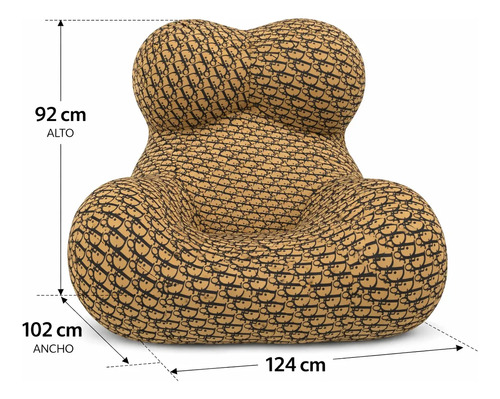 Sillón Puff King-house Loto Sofa Alta Densidad En Caja Negro Y Marron