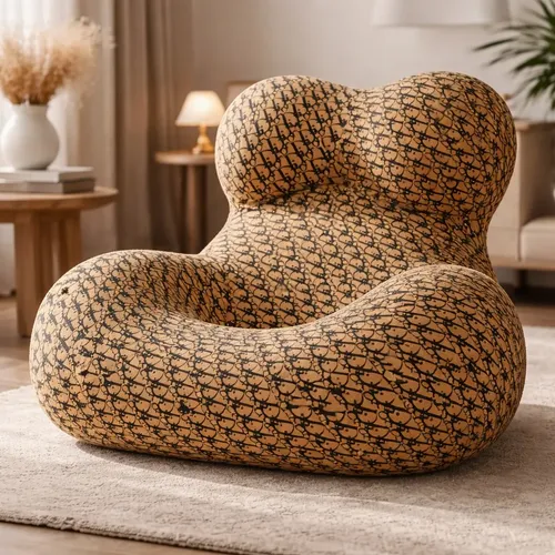 Sillón Puff King-house Loto Sofa Alta Densidad En Caja Negro Y Marron