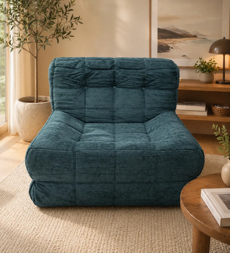 Sillón King-house Camelia Alta Densidad Compacto En Caja Petroleo Oscuro Liso