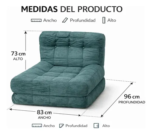 Sillón King-house Camelia Alta Densidad Compacto En Caja Petroleo Oscuro Liso