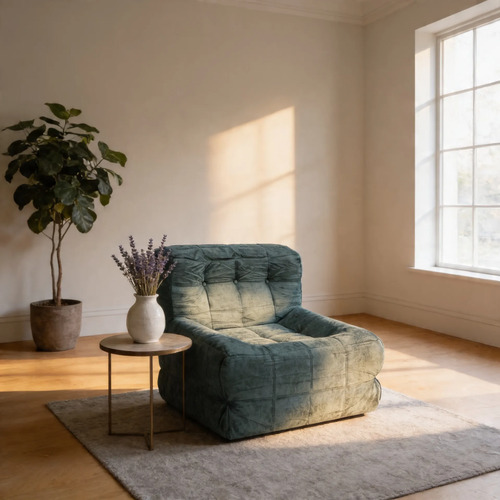 Sillón King-house Camelia Alta Densidad Compacto En Caja Petroleo Oscuro Liso