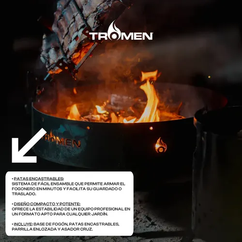 Fogón Tromen Duomo 650 Con Parrilla Enlozada Con Cruz Negro
