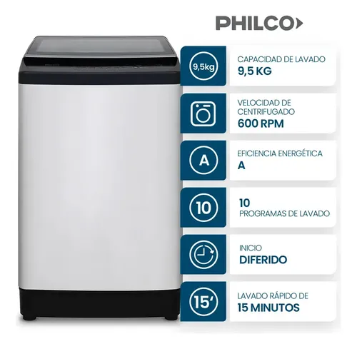 Lavarropas Automatico Phcs1402b2 9.5k 600rpm Philco Blanco