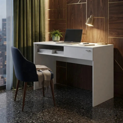 Escritorio Platinum 9038 | 100x75 Cm | 1 Cajón Y Estante | Melamina Blanco