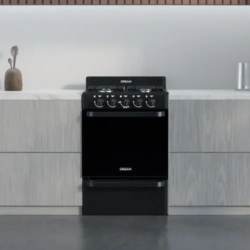 Cocina Multigas 56 Cm Negro Drean Con Horno Visor Negro