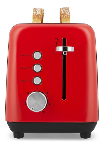 Tostadora Vintage Atma Ranuras Extra Grandes Y 7 Niveles Rojo