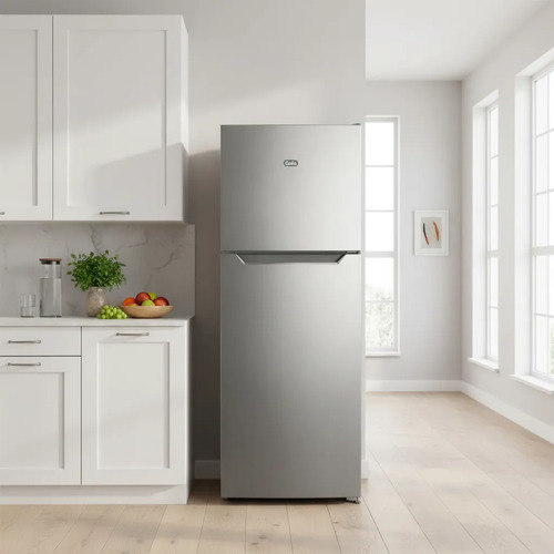 Heladera Gafa 311l Top Freezer Puerta Reversible Plata Hg Plateado