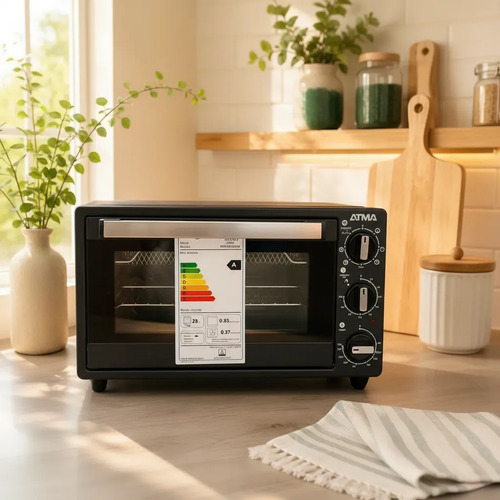 Horno Electrico Atma 20lts C/ Grill/ 7 Niv Coccion/negro Negro