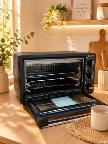 Horno Electrico Atma 20lts C/ Grill/ 7 Niv Coccion/negro Negro