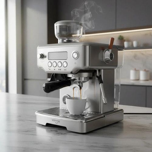 Cafetera Expreso Molinillo Regulable 15 Bares Digital Inox Gris