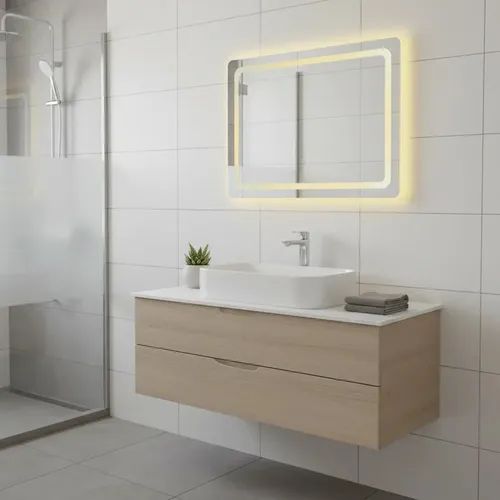 Espejo Gloa Rectangular Horizontal Con Luz Ajustable 70x50 Transparente