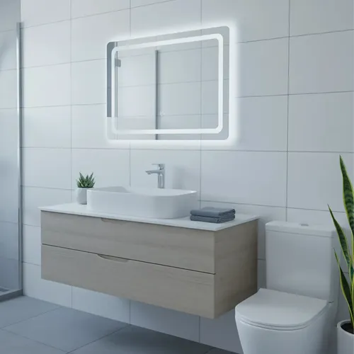 Espejo Gloa Rectangular Horizontal Con Luz Ajustable 70x50 Transparente
