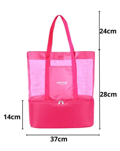 Bolso Playero Con Conservadora Termica Rosa Fuccia