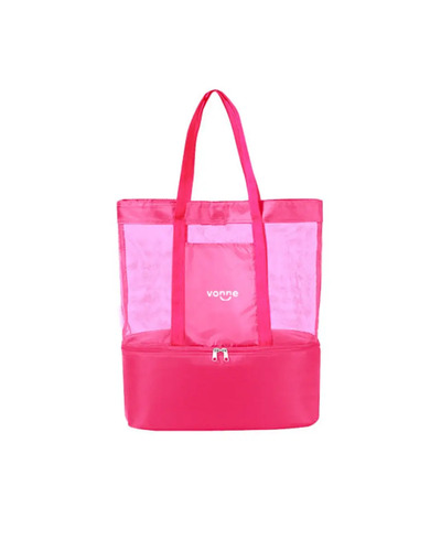 Bolso Playero Con Conservadora Termica Rosa Fuccia