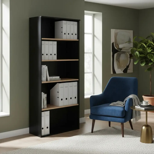 Biblioteca Minimalista Platinum 531 4 Estantes Negro/haya Negro/haya