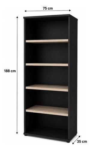 Biblioteca Minimalista Platinum 531 4 Estantes Negro/haya Negro/haya