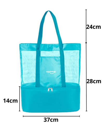 Bolso Playero Con Conservadora Termica De Alimentos & Bebidas Vonne Celeste Turquesa