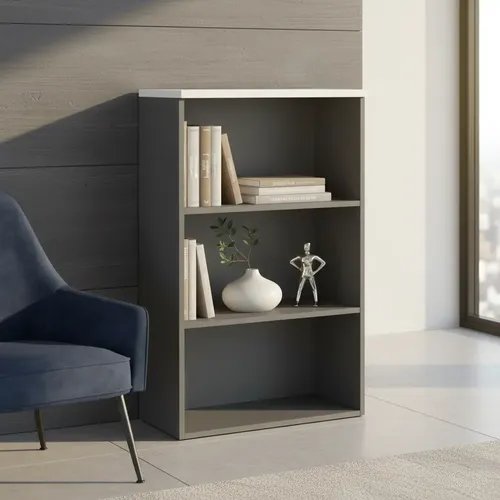 Biblioteca Piro Grafito Ceniza 3 Niveles 72x117x38.4cm Grafito-ceniza