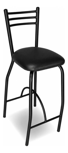 Banqueta Caño Donnet Nassa Caño Negro 1  Cuerina Negra Laqueado Negro