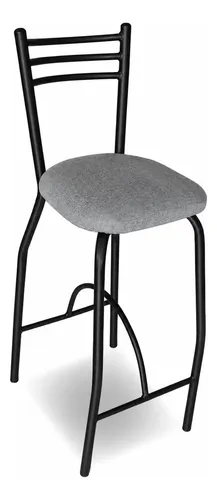 Banqueta Caño Donnet Nassa Caño Negro 1  Tela  Gris Laqueado Gris Oscuro
