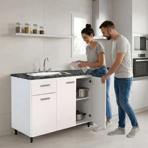 Platinum 30050 Cocina Color Blanco Bajo Mesada 1,20m