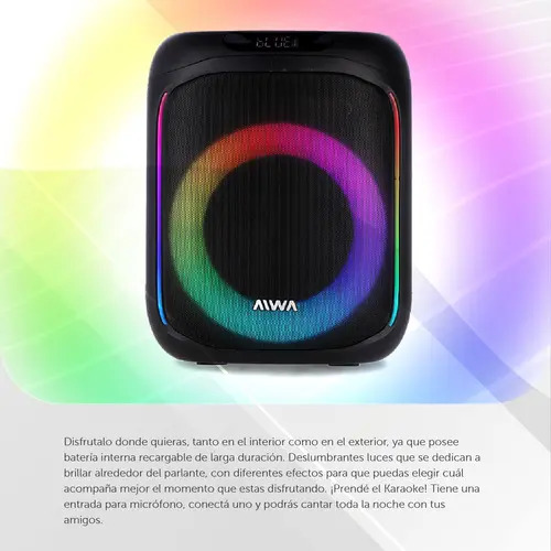 Parlante Portatil Aiwa Aw-p2016b Bluet/tws 5000w C/luz Led Negro
