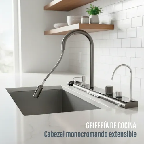 Modulo De Griferia Inteligente Para Cocina Gloa Negro Brillante