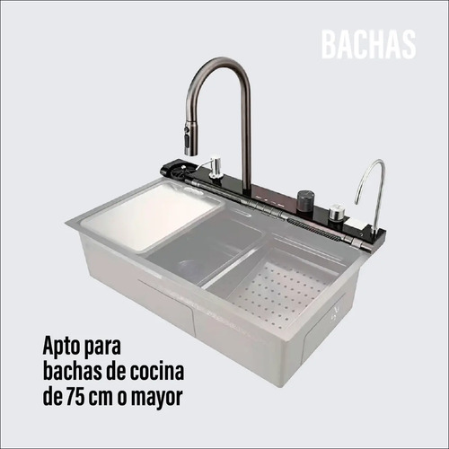 Modulo De Griferia Inteligente Para Cocina Gloa Negro Brillante