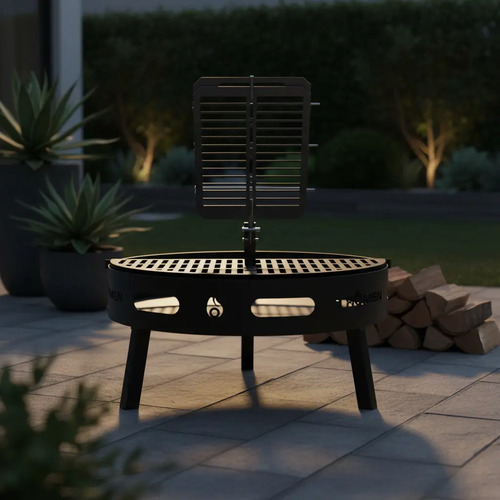 Fogón Tromen Hierro Enlozado 80 Cm Con Parrilla Jardín