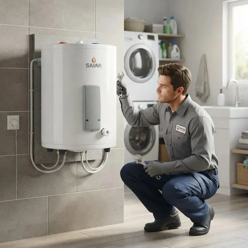 Termotanque Eléctrico Saiar 55 Litros Conexión Superior Protección Anticorrosiva Blanco