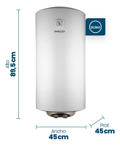 Termotanque Eléctrico Philco 94phte100b2 Blanco 93l