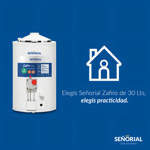 Termotanque A Gas Señorial Zafiro Tszp1-30 30l Blanco