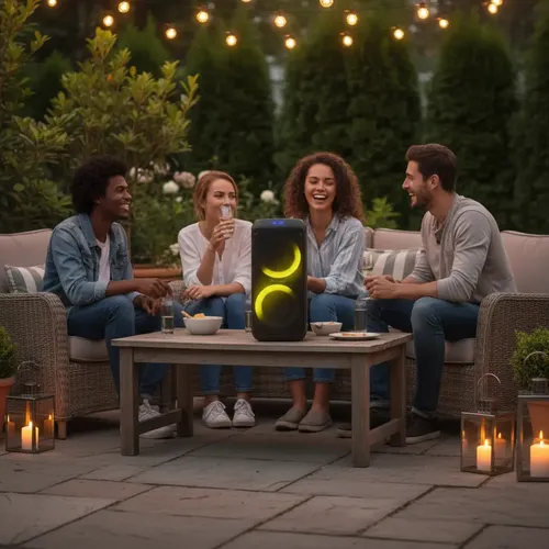 Parlante Portatil Ambassador Inalambrico Bluetooth Luces Led Negro