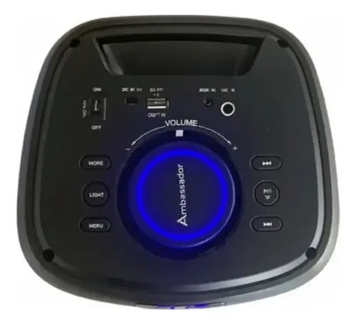 Parlante Portatil Ambassador Inalambrico Bluetooth Luces Led Negro