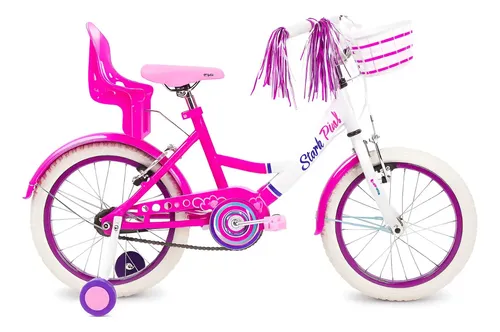 Bicicleta Infantil Stark Pink Rodado 16 Acero Rosa Con Rueditas Y Sillita