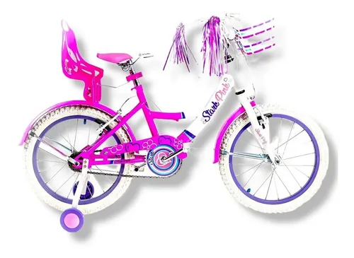 Bicicleta Infantil Stark Pink Rodado 16 Acero Rosa Con Rueditas Y Sillita