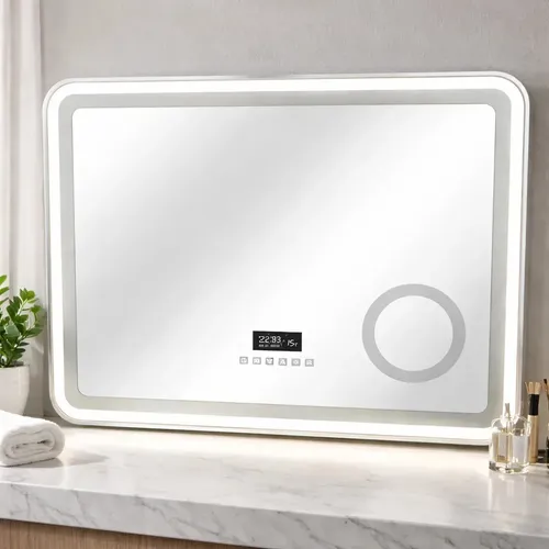 Espejo Led Baño Rectangular 50x70 Bluetooth Desempañador Plata