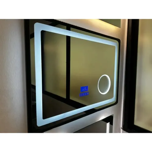 Espejo Led Baño Rectangular 50x70 Bluetooth Desempañador Plata