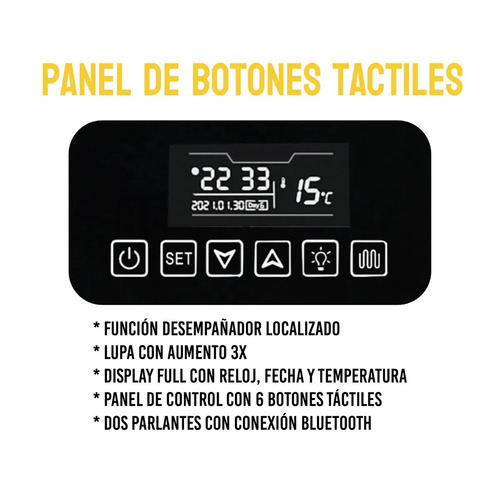 Espejo Led Baño Rectangular 50x70 Bluetooth Desempañador Plata
