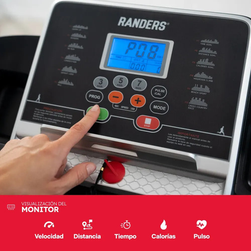 Cinta Caminar Randers 1hp Hasta 110kg Max 12km/h  3pos Negro
